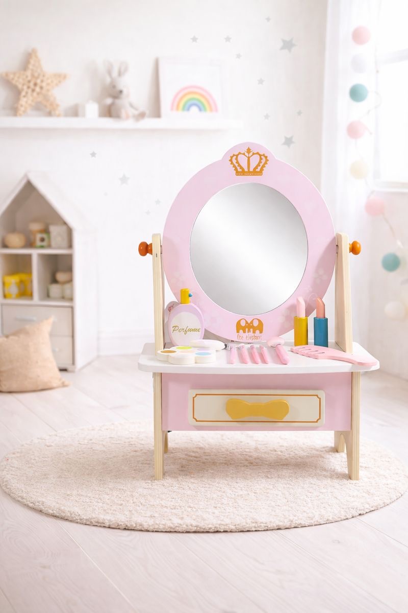 TOCADOR MADERA ROSA CON CORONA