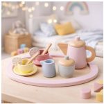 SET DE TÉ MADERA TONO ROSA PASTEL